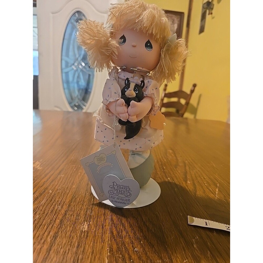 Precious Moments Applause doll plush w/cat,skunk with tags & stand